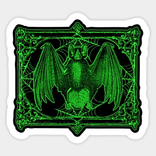 Vintage Vampire Bat illustration in Green Sticker